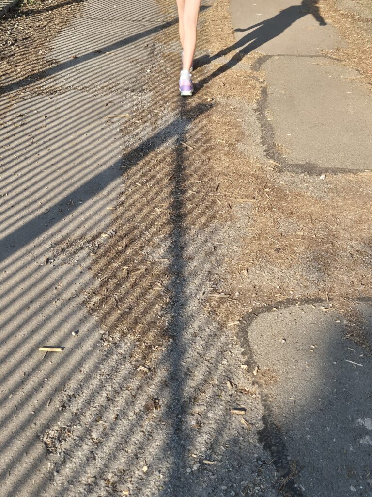 B walking on a shadow